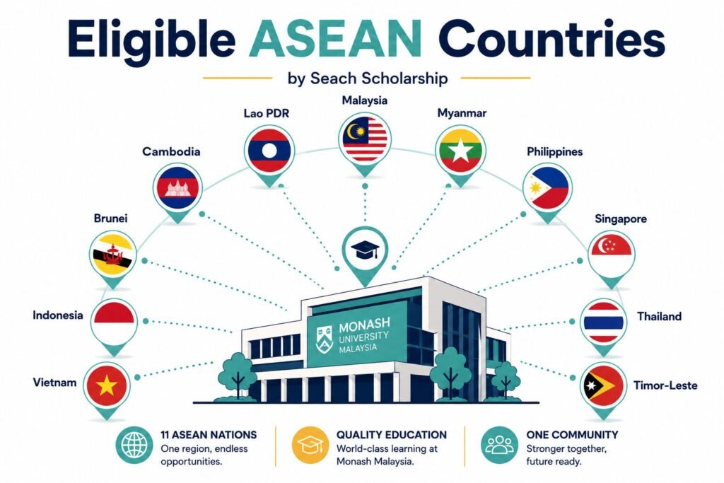 Eligible ASEAN countries for the Monash scholarships