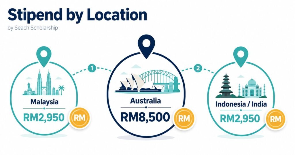 Monash Global Scholarship stipend by country